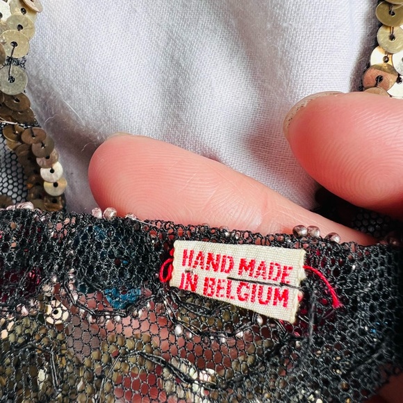 Handmade Vintage sequined collar made in Belgium Like New!! - Picture 7 of 11